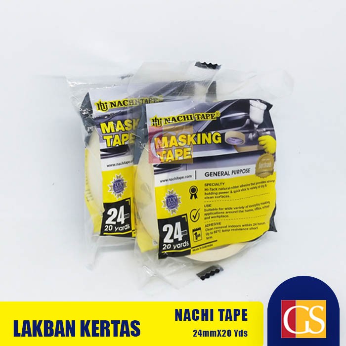 

ISOLASI KERTAS LAKBAN KERTAS MASKING TAPE NACHI 24MMX20YDS