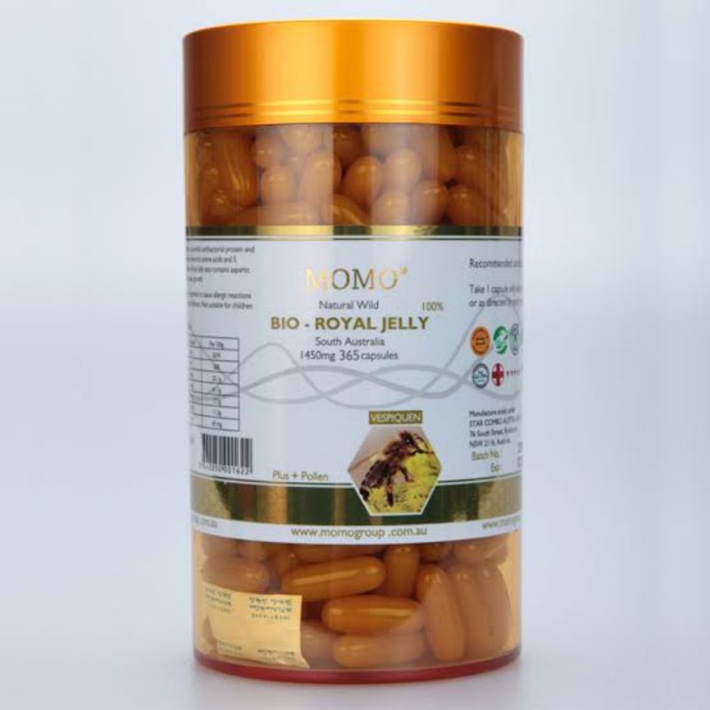 Momo Bio Royal Jelly 1450mg + Pollen - 365 Capsules - Made in Australia