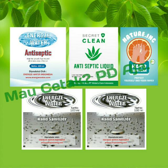 Cetak Stiker Hand Sanitizer Ukuran Botol  30ml, 60ml, 100ml Desain Bisa Request