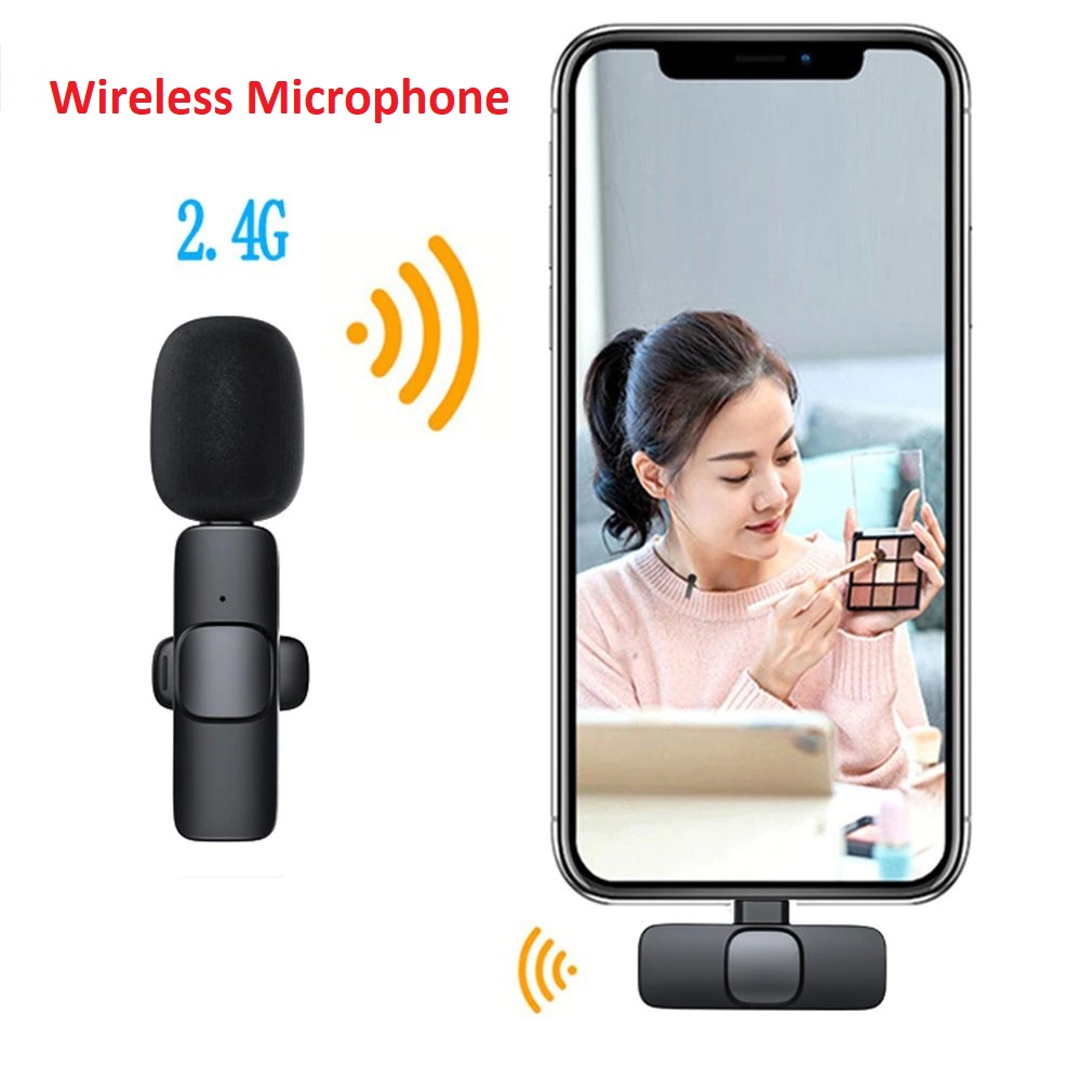 Mic Wireless Smartphone Clip On Vlog Lavalier Microphone Wireless