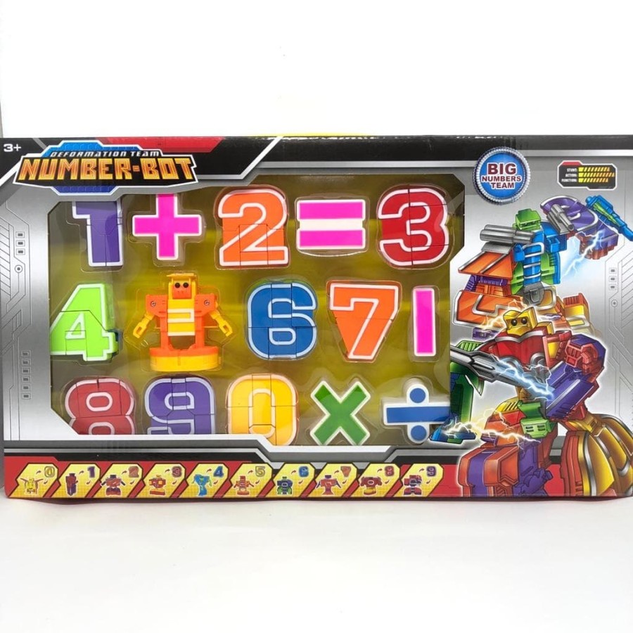 Mainan edukasi anak puzzle robot angka transformer bongkar pasang / belajar angka