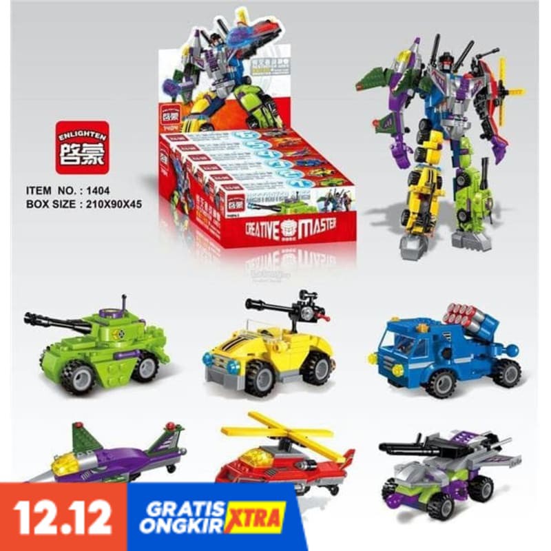 SUPER PROMO BALOK SUSUN QMAN ROBOT ACTION TEAM DESTROYER ARES 6IN1 NO.1404 TERMURAH