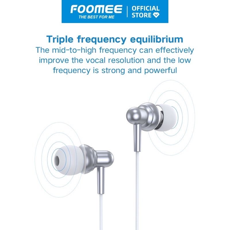 [FOOMEE-QA2]Earphone Hifi Sound Quality Headset Bass Stereo with Microphone Jack 3.5mm