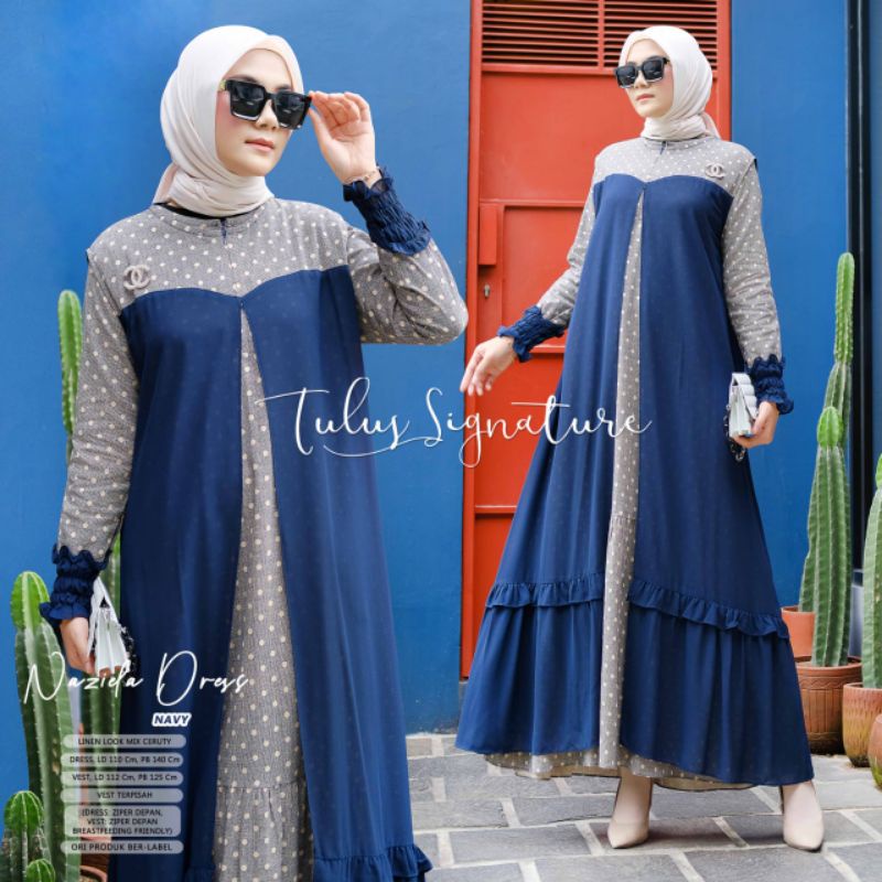 Dress wanita modern / Naziela Dress by tulus signature / dress polos kekinian