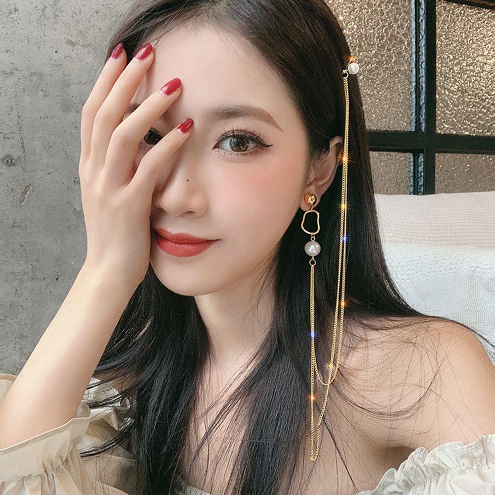 Mxbeauty Mutiara Menjuntai Anting Elegan Tidak Teratur Jepit Rambut Pesta Dengan Klip Rambut Perhiasan Pernikahan Ear Studs