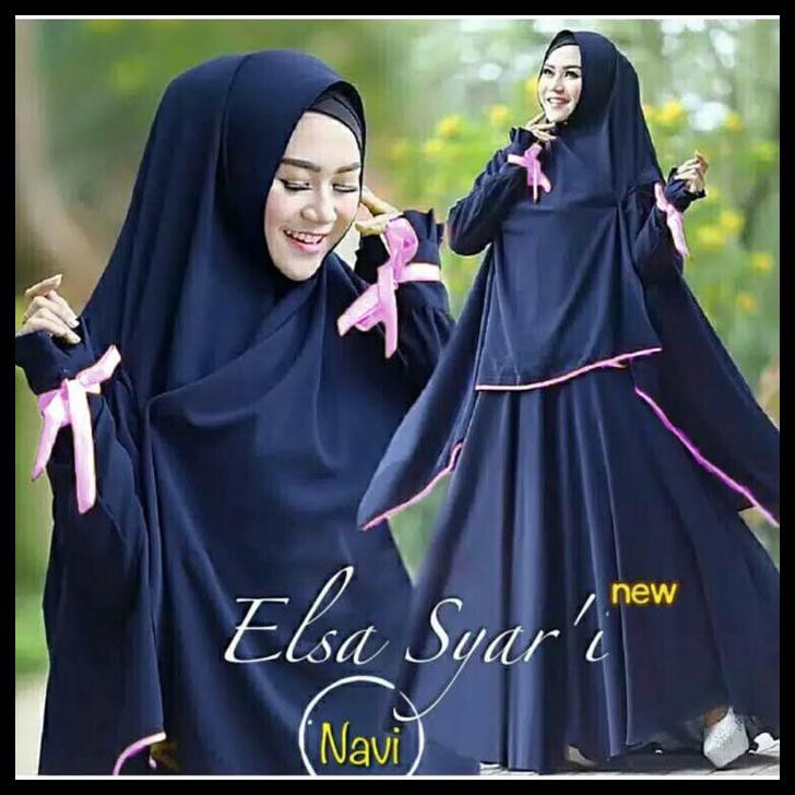 J0Wh Pakaian Wanita Baju Muslim Gamis Polos Jersey Syari Set Elsa 4 Mayra Ziig