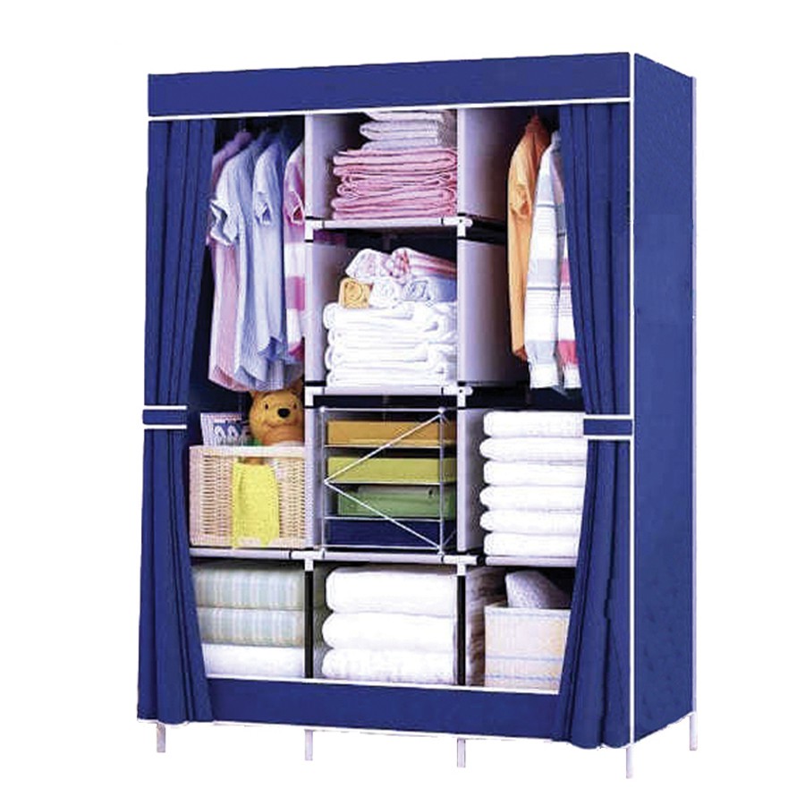 Lemari Pakaian Kain Portable Jumbo 88130 Lemari 3 Sekat serbaguna Lemari Baju anak kost lemari hemat tempat