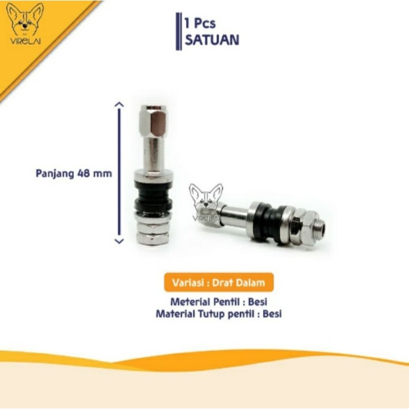 pentil tubeless besi pendek drat luar besi pentil tubeless panjang drat dalam besi