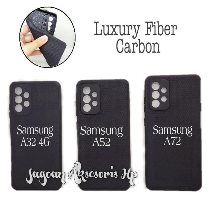 LUXURY Real Fiber Samsung A32 4G A52 A72 with Protector Camera TPU Slim Matte Softcase