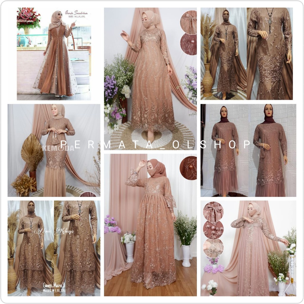 Gamis Pesta Mewah Warna Mocca / Kebaya Seragam / Kebaya Gamis / Kebaya Bridesmaid / Kebaya Modern