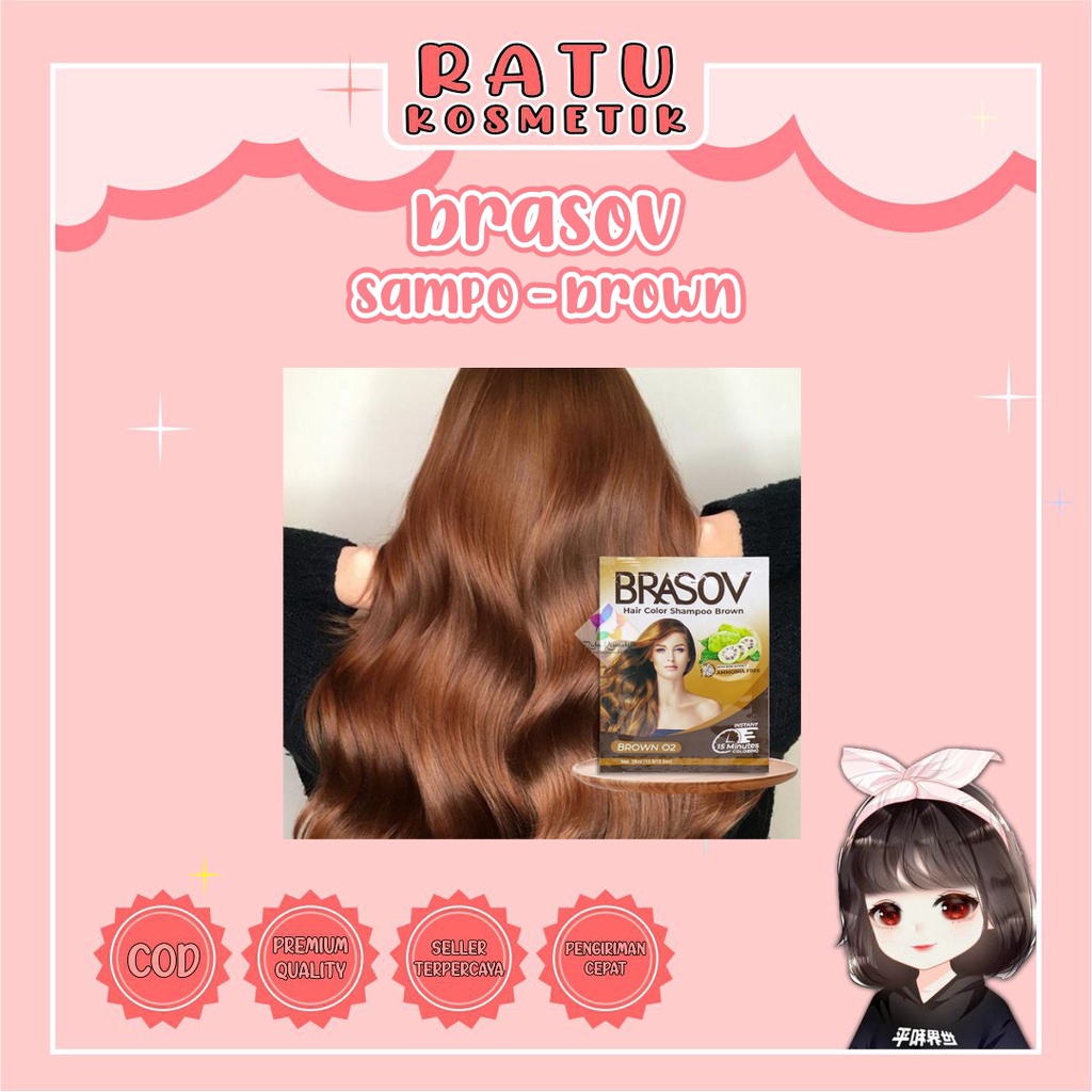 ❤ RATU ❤ Brasov Hair Color Shampoo | Shampo Pewarna Rambut Extra Nino 25ml | Warna Hitam Coklat