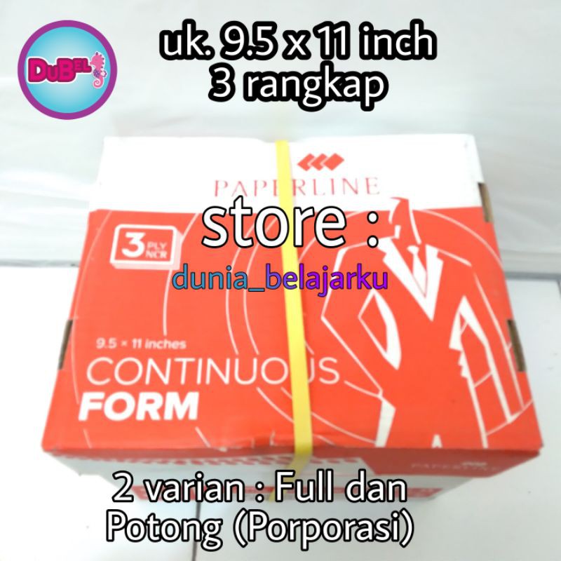 

Kertas Faktur Paperline Continuous Form 3 Ply 9.5 x 11 inch Full dan Porporasi 1000 Set