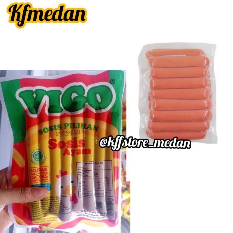 

Sosis vigo/Sosis Ayam Pilihan (450gr= isi 15 batang)