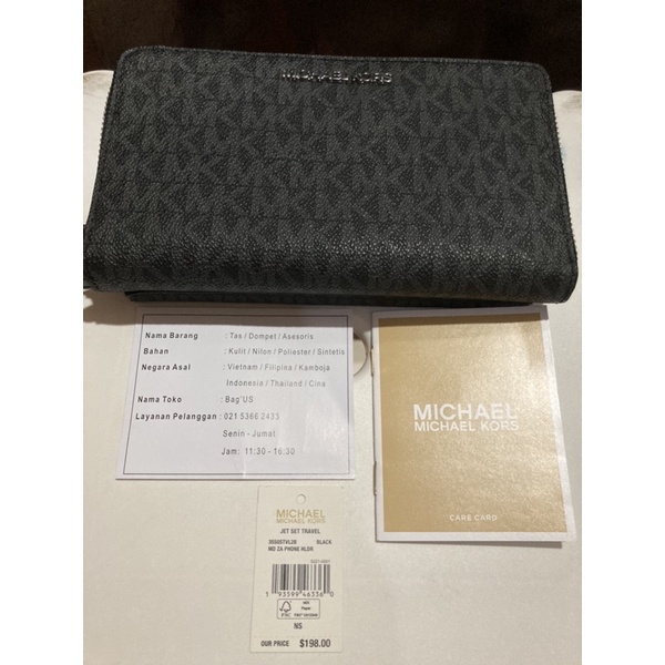 SOLD  jual rugi MK jet set phone wallet signature black