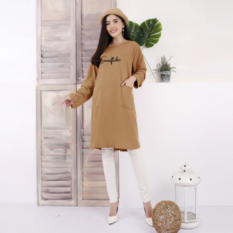 TUNIK JUMBO WANITA LD 120 , LD 130, LD 140 TUNIK SAKU BORDIR BIGSIZE