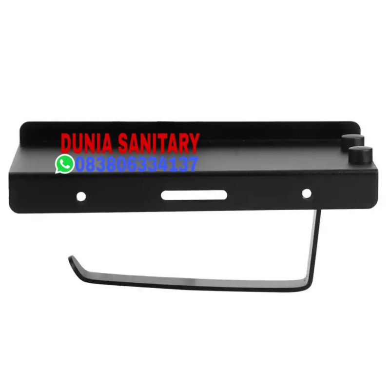 Tempat Tissue Stainless SUS 304 Black dispenser Tisu tatakan handphone Toilet Hitam K54