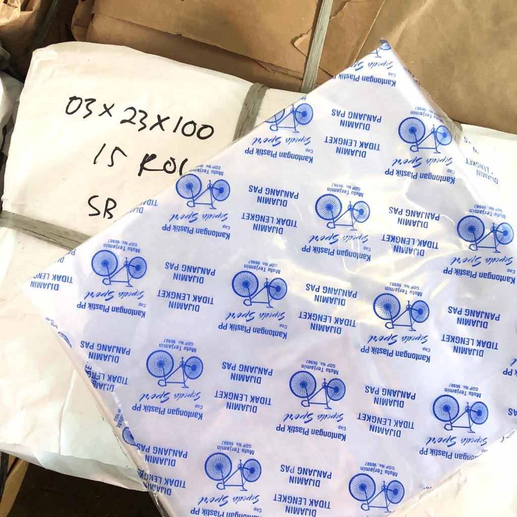 plastik bening pp roll tebal 0.5 (lebar 40-60cm) cap sepeda sport