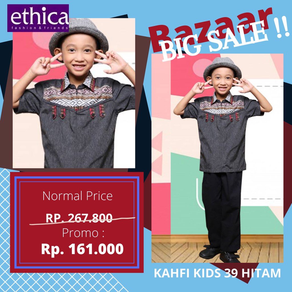 SUPER BIG SALE | BAJU STELAN ANAK ETHICA KAHFI KIDS 39 HITAM