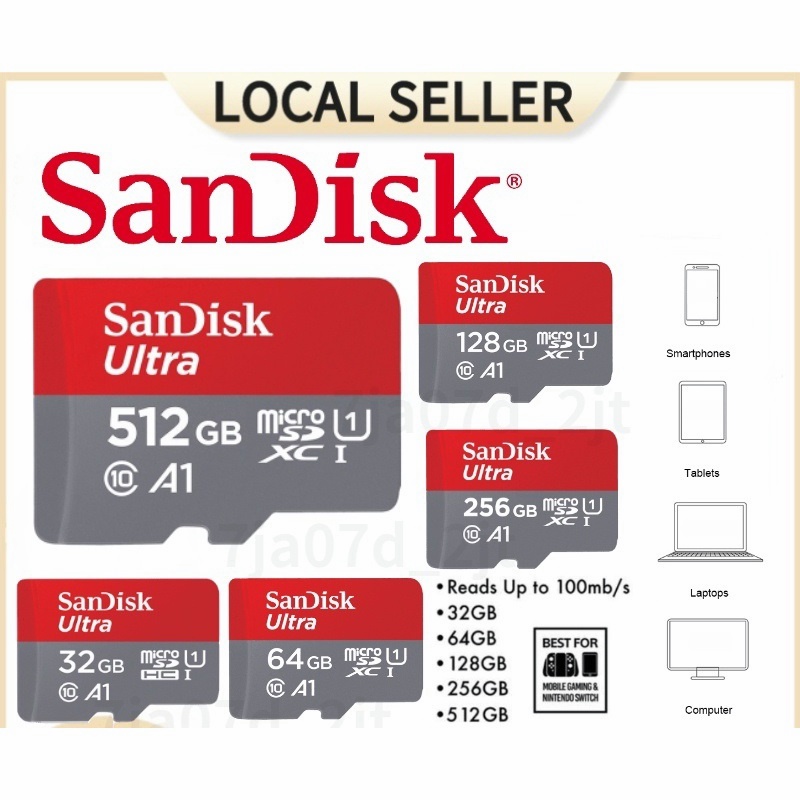 【COD】Sandisk Ultra Micro SD Memory Card 32GB/64GB/128GB/256GB/512GB SD/TF Flash Card With Adapter