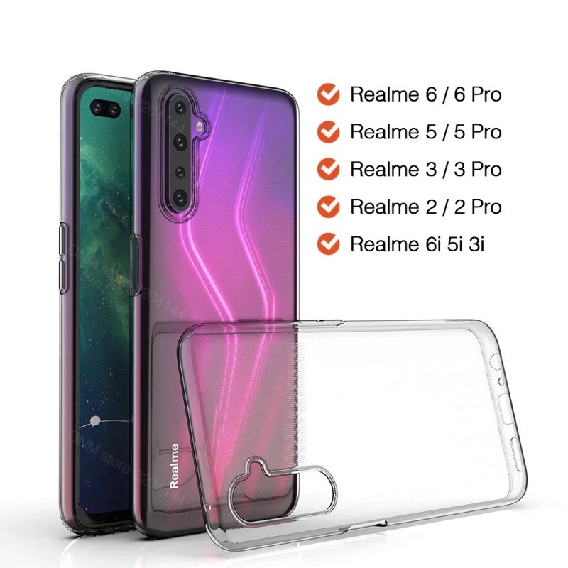 CASING COVER SARUNG COD  CASE REALME 3 5 5i 5S 6 6i PRO C1 C2 C3 C11 C12 C15 XT NARZO Soft Case TPU Bening Transparan CASE CASING