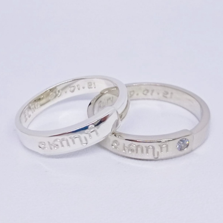 Cincin Tunangan Couple Perak Asli Ukir Nama A130