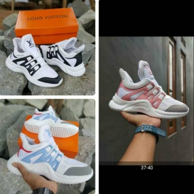 Ready sepatu louis vuitton archlight white black