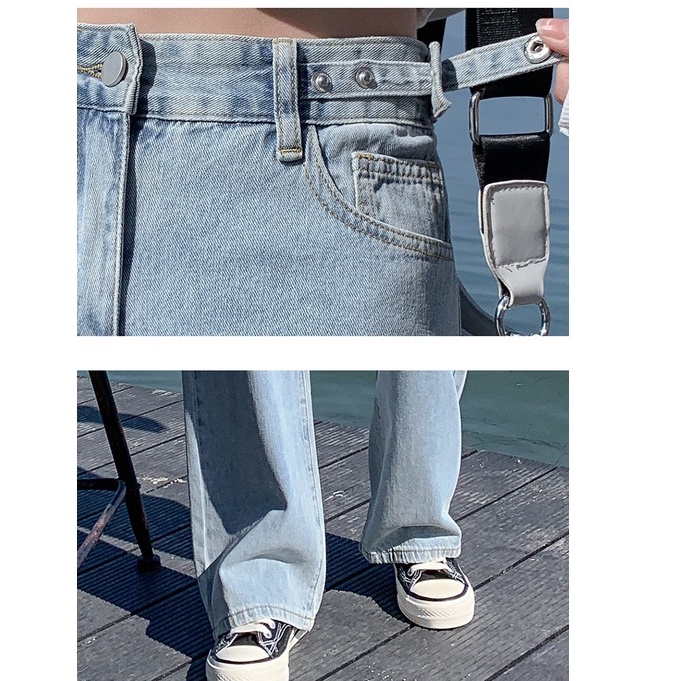 Celana panjang wanita baru  celana highwaist wanita high-waist straight-leg wide-leg jeans