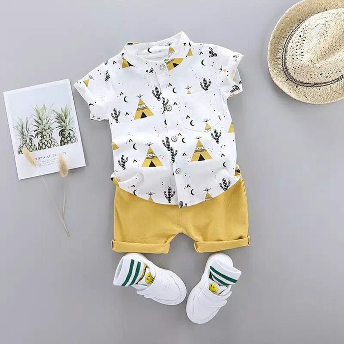  BAJU  SETELAN ANAK  LAKI  LAKI  SET 3IN1 FISH KID BAHAN 