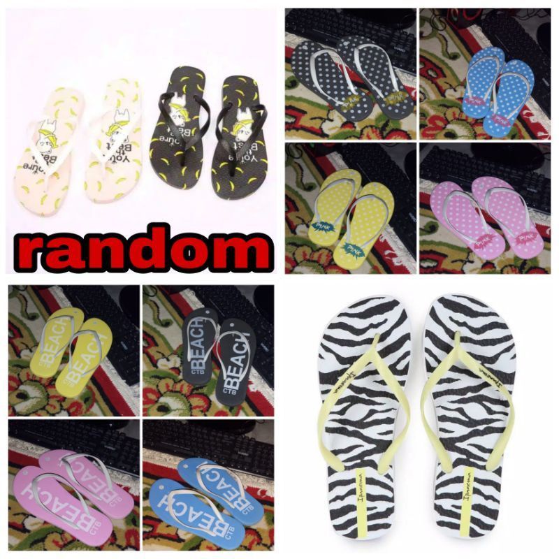 sandal jepit pria wanita 6 pcs motif sandal import sandal jepit wanita sandal jepit pria