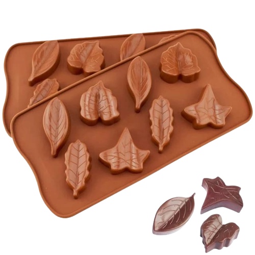 Cetakan Coklat Silicone Daun 8 Grid Cetakan Coklat Jelly Pudding es Batu Daun 8 Lubang Silicone Molds Baking Chocolate