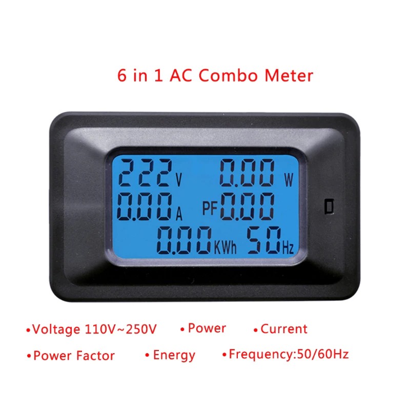 KWh Meter 20A LCD Digital Panel Power Monitor Watt Meter Voltage Volt Meter Ampere Meter