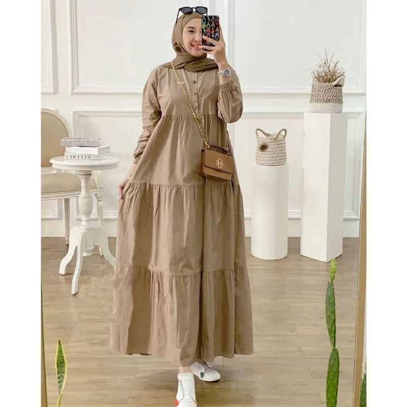 DRESS JUMBO  KIRANIA MIDI DRESS  PAKAIAN MUSLIM WANITA GAMIS KATUN