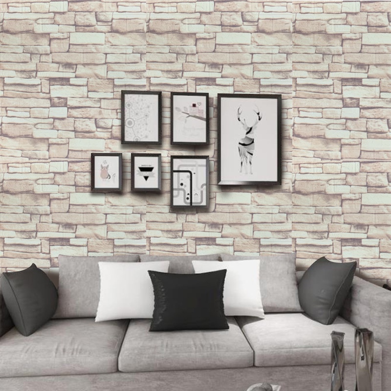 （COD）Promo!！ Wallpaper Dinding 3D Timbul Motif Batu Bata Murah / Dekorasi kamar Stiker Dinding for Bedroom-5