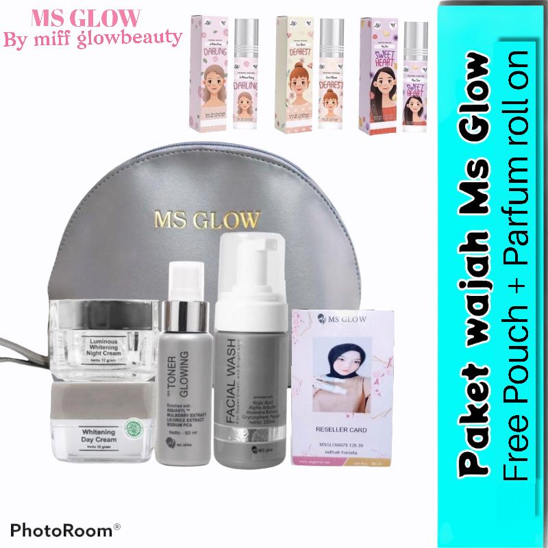 paket wajah ms glow original free pouch dan masker organik msglow