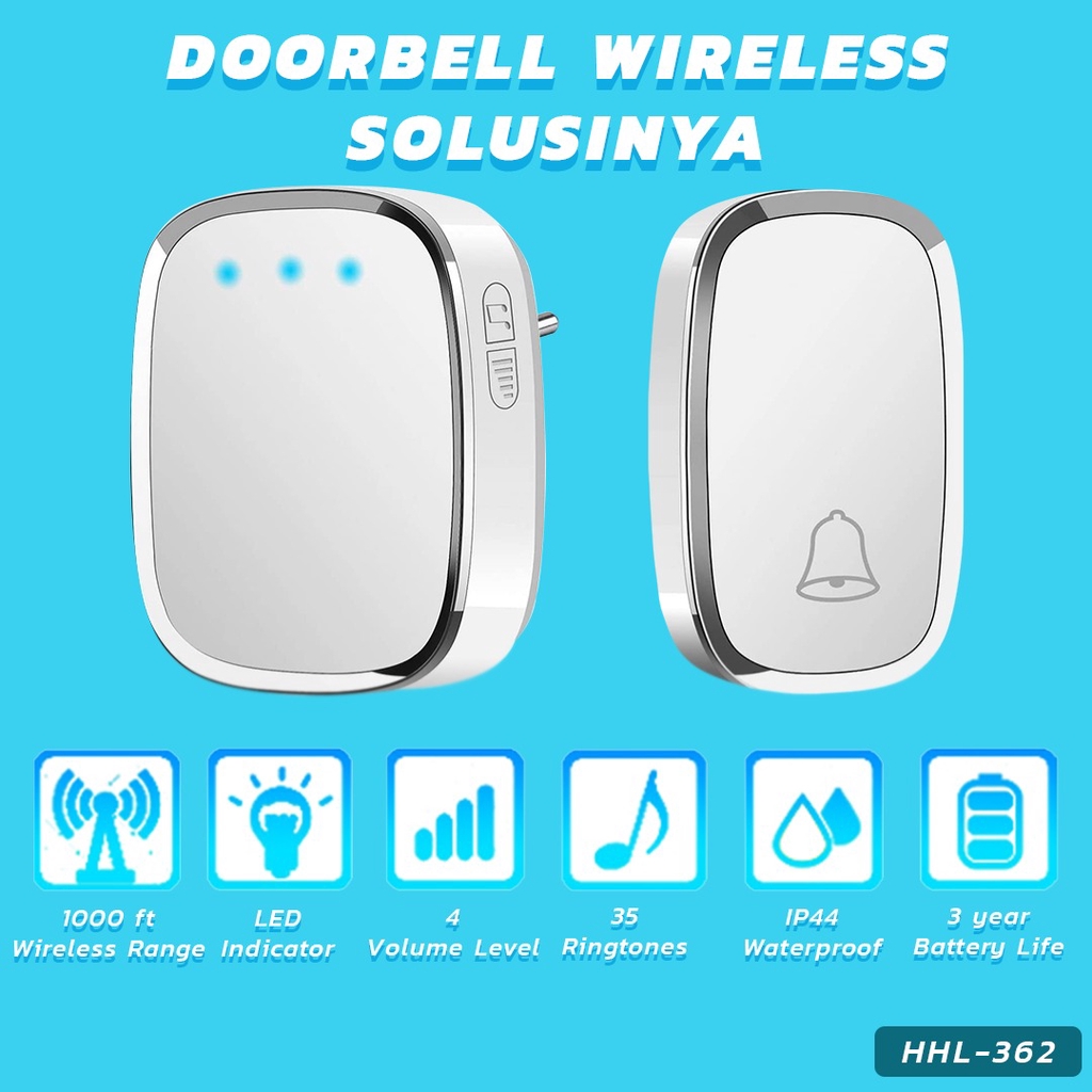 DOORBELL WIRELESS . Bel Rumah Wireless Door Bell Waterproof Pintu 1 Receiver Bel Pintu Pagar Kantor