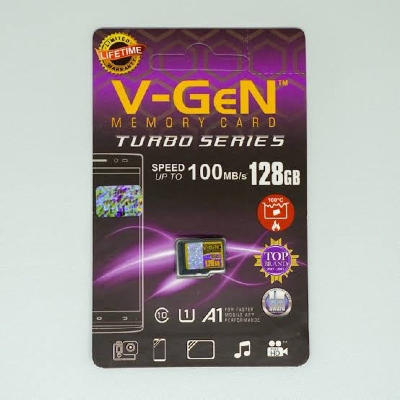 Memory card 128gb micro sd class 10 V-GEN turbo series 100mbps Kartu memory 128 GB