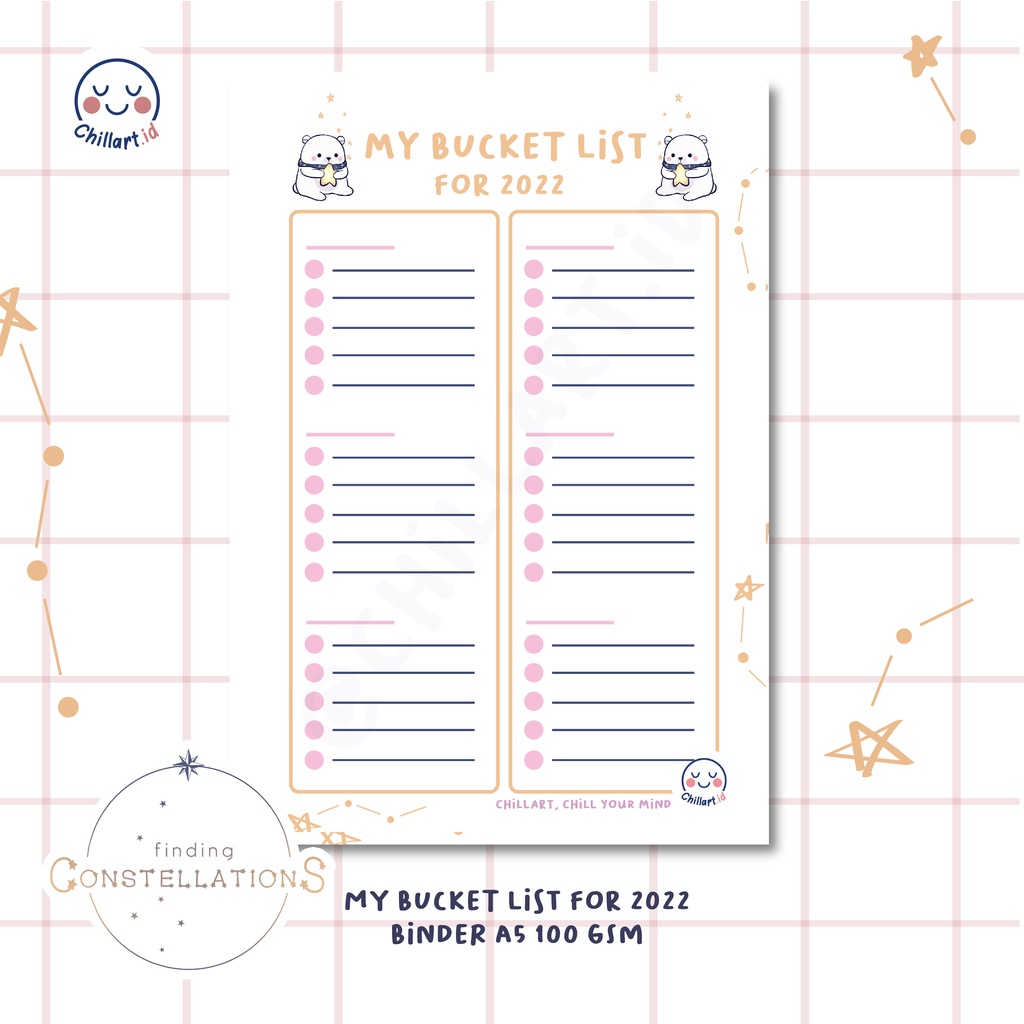 

[chillart.id] My Bucket List For 2023 Loose Leaf Binder A5 20 ring | B5 26 ring, 100 gsm