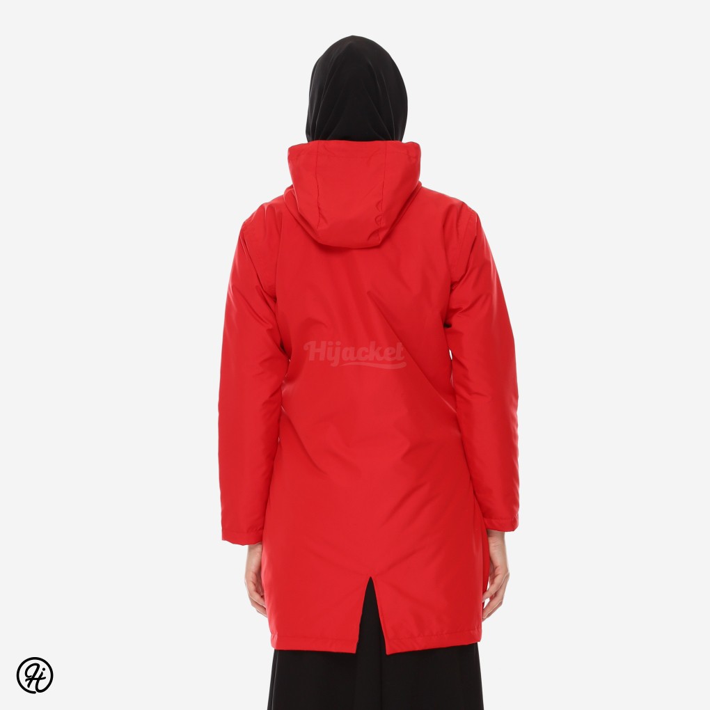 NEW FOR HIJABER JAKET PARKA WANITA HIJACKET IXORA UKURAN L - XL WARNA MERAH-3