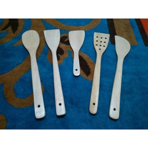 Sutil/Sendok/Spatula/Sodet Kayu Mahoni set isi 5 pcs