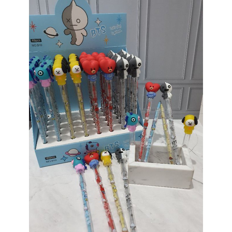 (4pcs) pensil lantu/lantu bensia/pensil cabut lucu/pensil bongkar pasang-BTS boneka