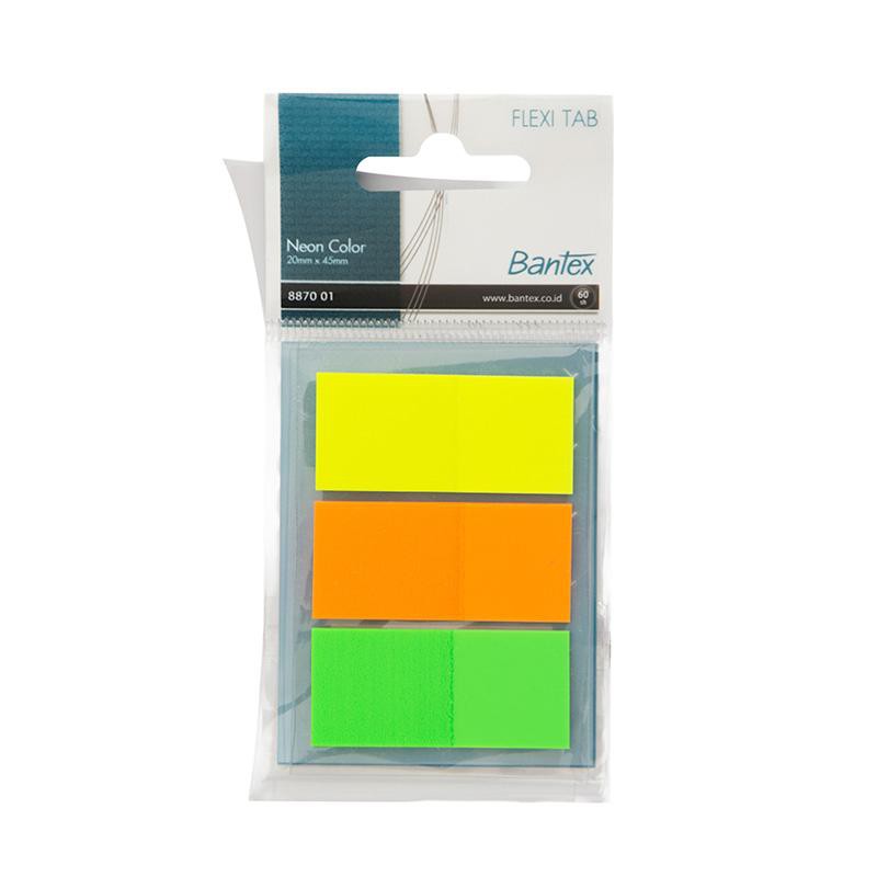 Bantex #8870 01 Flexi Tab 3 Post it - Neon Colour Colorful