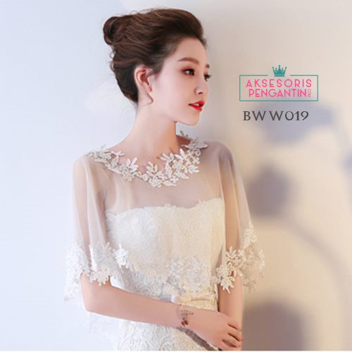 [STOK TERBATAS] AKSESORIS PENGANTIN LACE BOLERO KARDIGAN BROKAT KOREA PUTIH BWW019