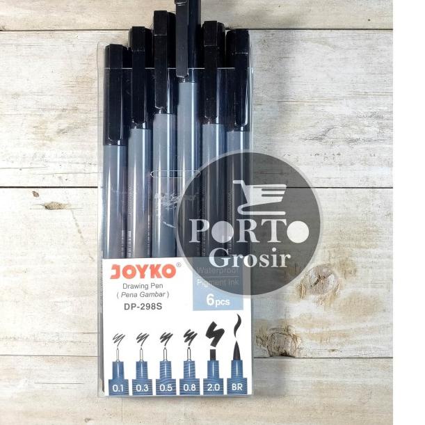 

℮ Joyko Drawing Pen Dp-298S Set 6 Pcs Waterproof Dp298S Original ❄