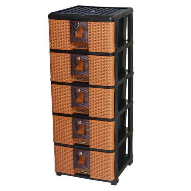 Lemari Laci Plastik Napoly 5 Susun Rotan Conra