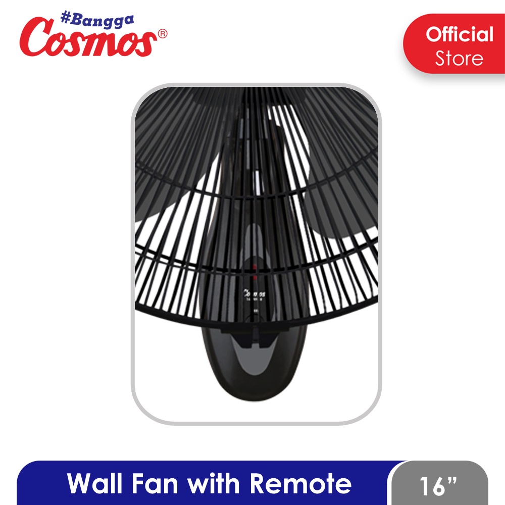 COSMOS 16 WFGR WALL FAN 16 IN BLACK + REMOTE / KIPAS ANGIN DINDING MURAH BANGET / GARANSI RESMI