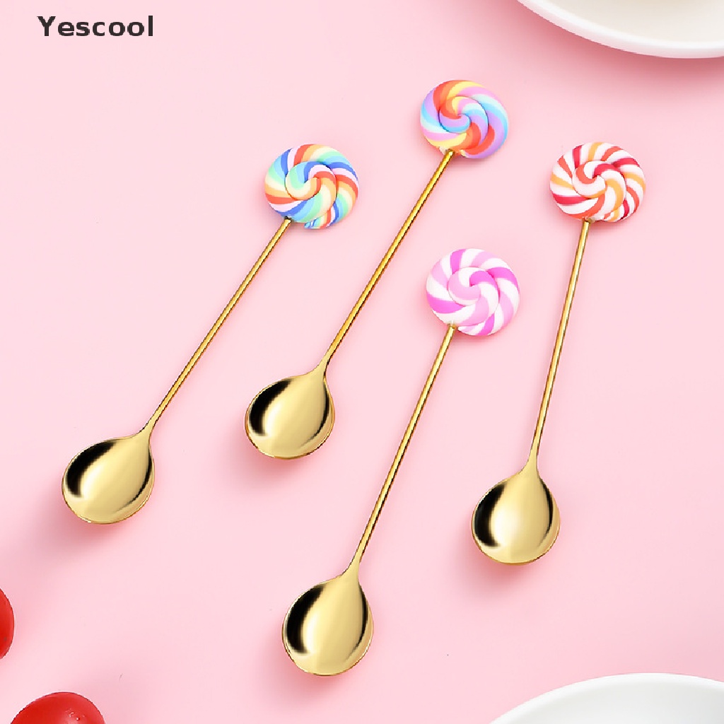 Yes Sendokgarpu Bentuk Lollipop Bahan Stainless Steel Untuk Kopibuahdessertteh