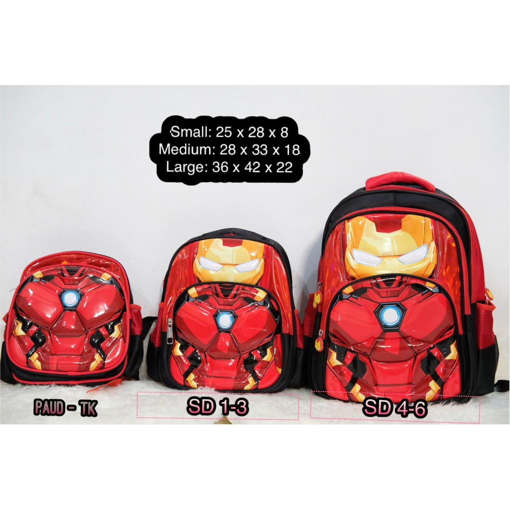 tas sekolah anak 3D SD super hero import