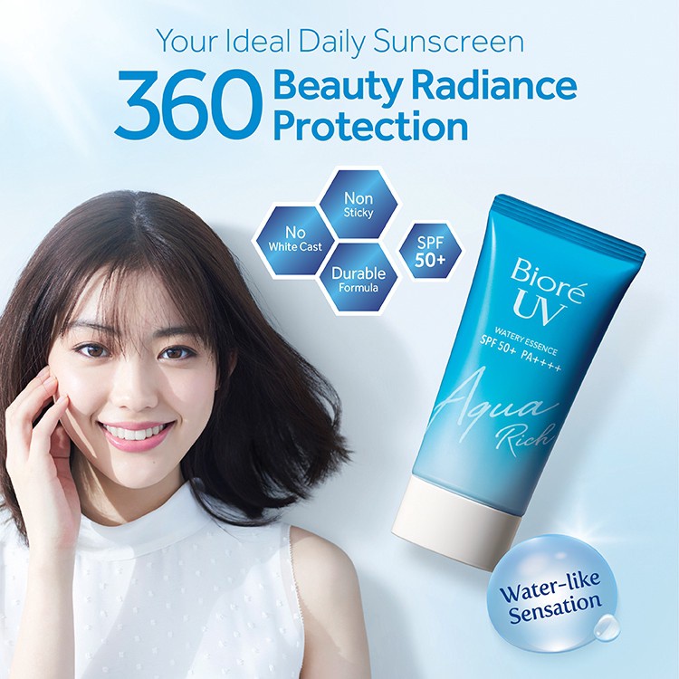 BIORE UV Aqua Blocking Moisturizing Rich Watery Essence Sunscreen SPF50+ PA++++ Sunblock 50g