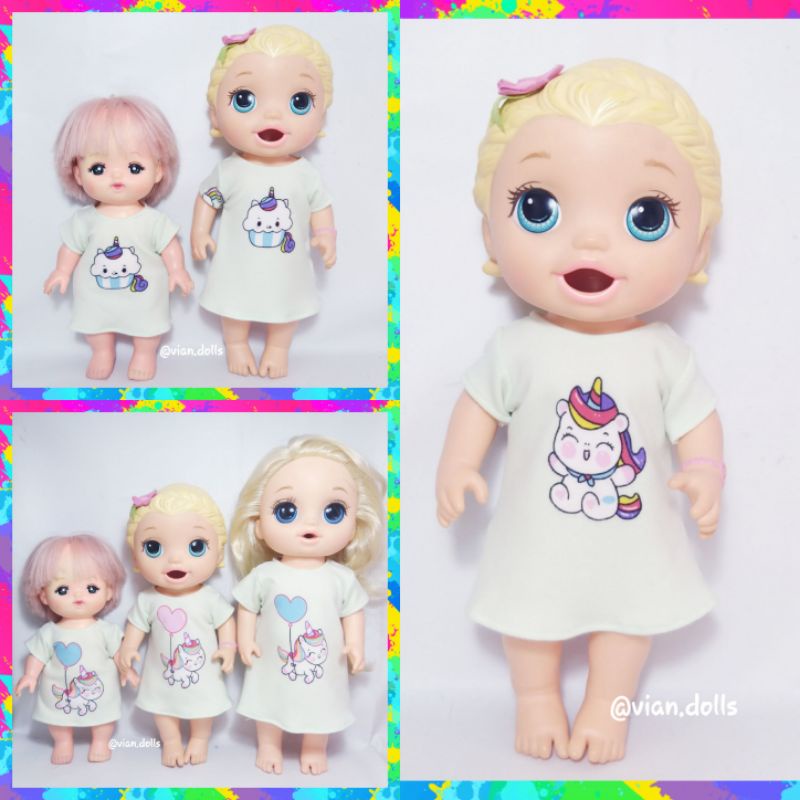 Dress unicorn boneka baby alive mellchan