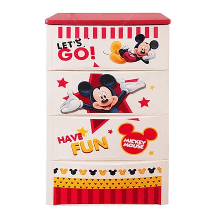 Lemari plastik 4 laci/ drawer Olymplast ODC Mickey 04 DIY